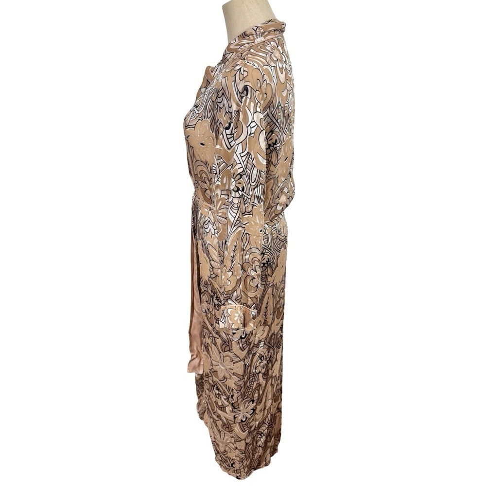 Nk Imode Silk Blend Velvet Burnout Floral Luxurious Long Robe — image 5 of 8